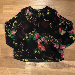 CAbi Black Floral Blouse
